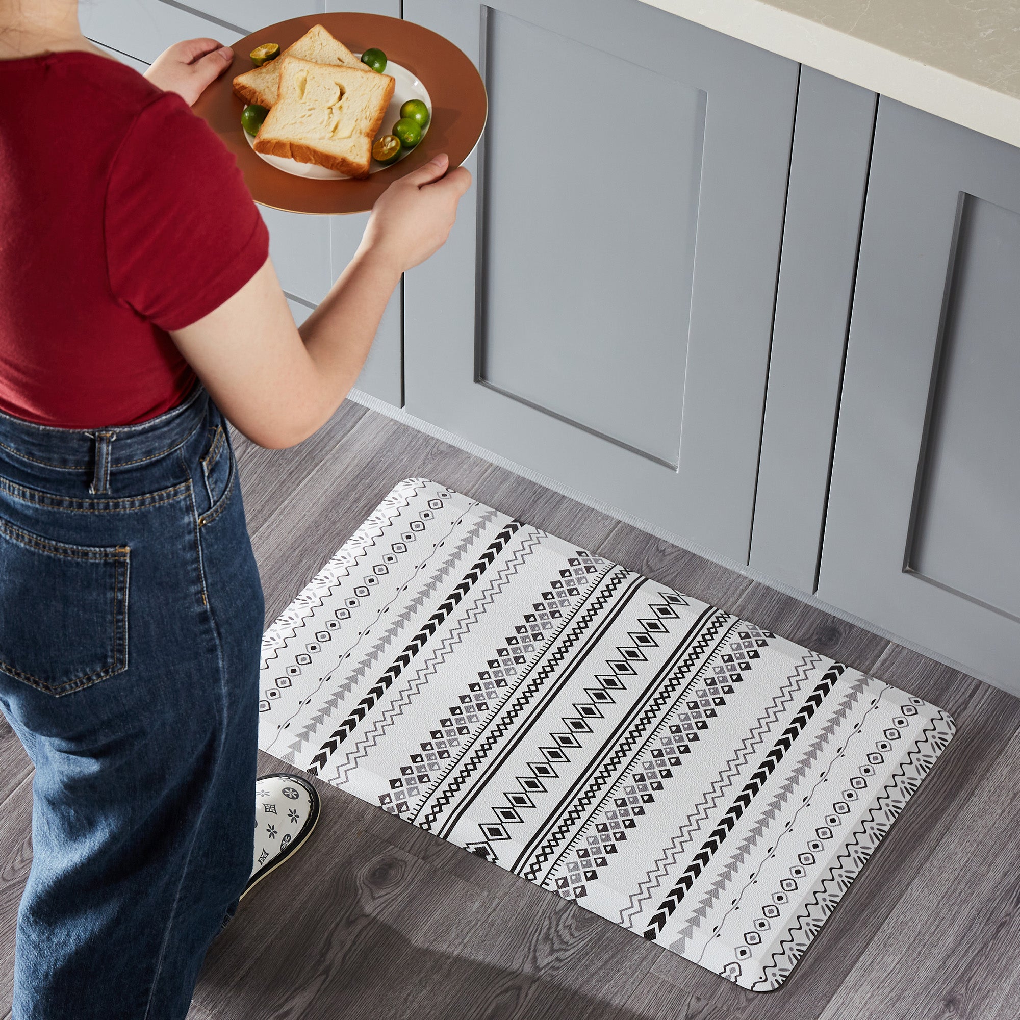 Anti Fatigue Cushioned Kitchen Mats For Floor, Waterproof Non Slip Comfort Mat Africa Ethnic Colorful Pattern Kitchen Rug Kitchen Laundry Office - View #5