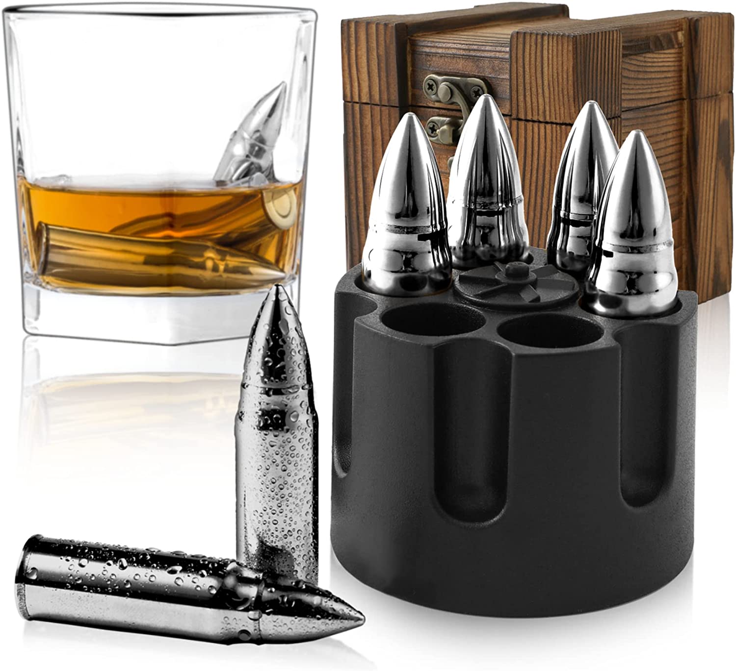 Bullet Ice Cubes Stainless Steel Whiskey Stones Alcohol Drink Chillers US  Seller