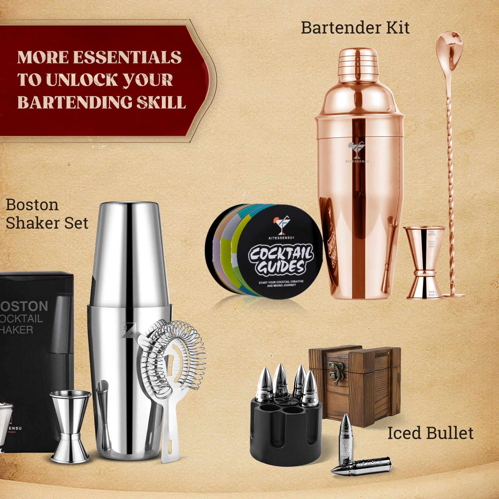 Cobbler Cocktail Shaker 3-Piece Sets