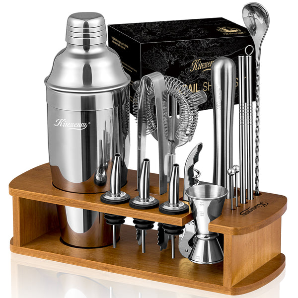 Complete 15-Piece Cobbler Mixology Bartender Kit with Stand