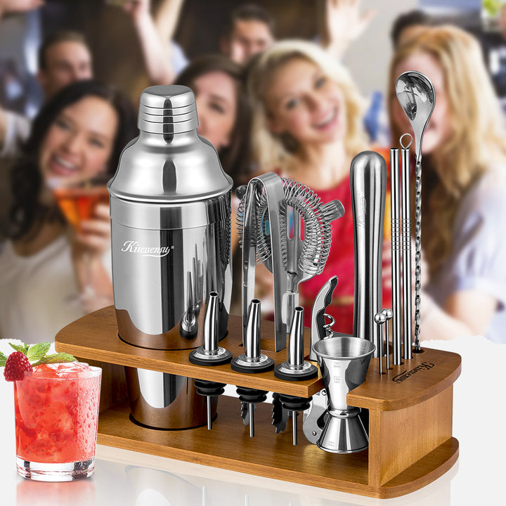 Complete 15-Piece Cobbler Mixology Bartender Kit with Stand