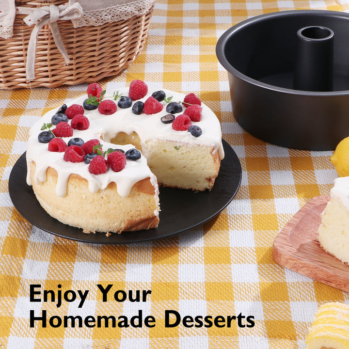 HONGBAKE Angel Food Cake Pan with Removable Bottom, 10 Inch Tube