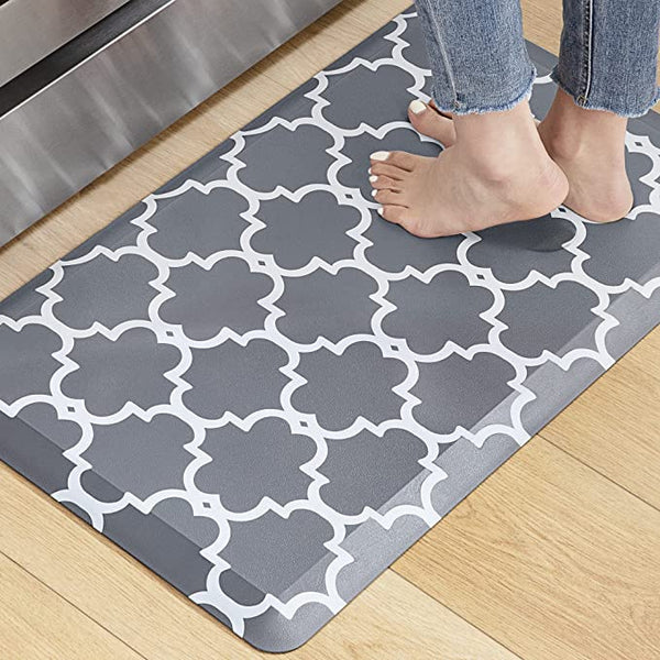 KOKHUB Kitchen Mat,1/2 Inch Thick Cushioned Anti Fatigue Waterproof Kitchen Rug, Comfort Standing Desk Mat, Kitchen Floor Mat Non-Skid & Washable for Home, Office, Sink,17.3"x28"- Grey