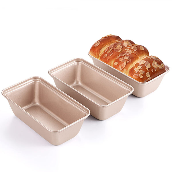 HONGBAKE Mini Loaf Pan for Baking Bread, Nonstick Small Banana Bread Tins Set of 3, 6 x 3.3 x 2 In Tiny Carbon Steel Meatloaf Pan - Rose Gold