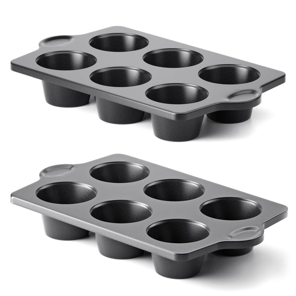 HONGBAKE Nonstick Jumbo Muffin Pan, 2 Pack Large Cupcake Tin for Baking, Cup Cake Tray, 3.5dia, 6 Cup, Premium, Extra Thick, Dishwasher Safe