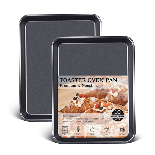 HONGBAKE Premium & Nonstick 9.7'' X 7.5" Toaster Oven Pans, Dishwasher Safe (2 Pack)