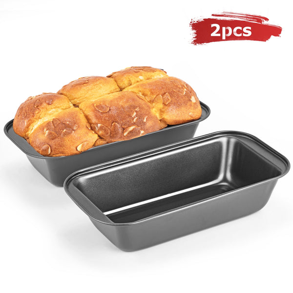 KITESSENSU 2 Pack Loaf Pan 9" x 5", Nonstick Bread Pan with Easy Grips Handles, Carbon Steel Loaf Pans for Baking-Gray