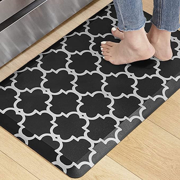 KOKHUB Kitchen Mat,1/2 Inch Thick Cushioned Anti Fatigue Waterproof Kitchen Rug, Comfort Standing Desk Mat, Kitchen Floor Mat Non-Skid & Washable for Home, Office, Sink,17.3"x28"- Black