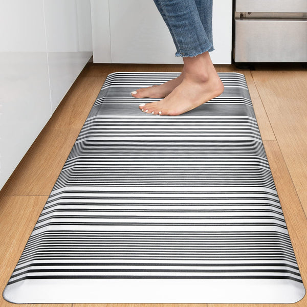 KOKHUB Kitchen Mat,1/2 Inch Thick Cushioned Anti Fatigue Waterproof Kitchen Rugs,Comfort Standing Desk Mat, Kitchen Floor Mat Non-Skid & Washable for Home, Office, Sink,17.3"x60"- Black Stripe