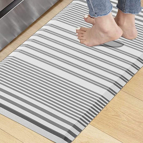 KOKHUB Rectangle Deco Grey Kitchen Mat, 17.3" x 28" Waterproof Non Slip Anti Fatigue