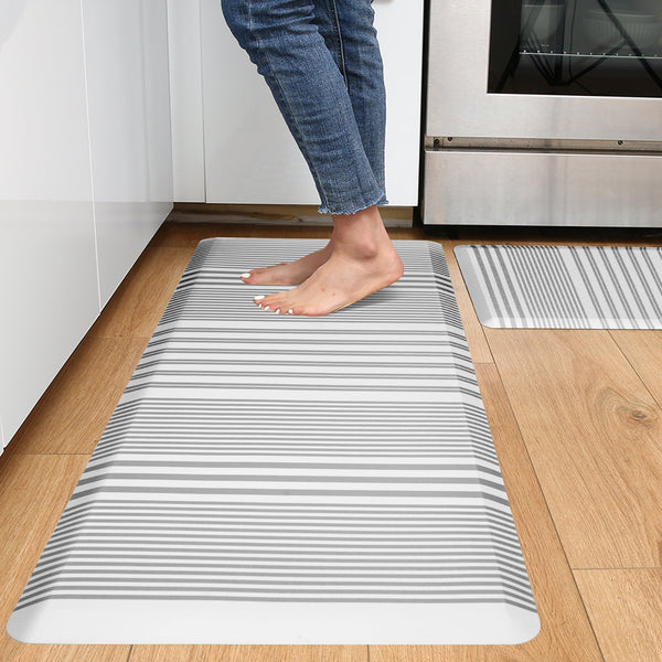 KOKHUB Kitchen Mat and Kitchen Rugs 2 Pieces-Deco Grey, 17"x28"+17"x47", Anti Fatigue Waterproof Mat, Comfort Standing Desk Mat, Kitchen Floor Mat