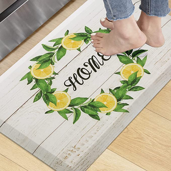 KOKHUB Kitchen Mat,1/2 Inch Thick Cushioned Anti Fatigue Waterproof Kitchen Rug, Comfort Standing Desk Mat, Kitchen Floor Mat Non-Skid & Washable for Home, Office, Sink,17.3"x28"- Lemon