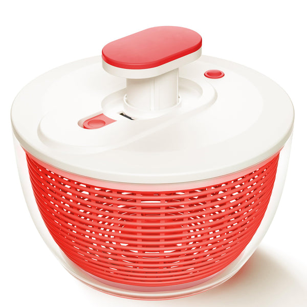 Salad Spinner Large 6.3 Qt, Manual Lettuce Spinner for Vegetable Prepping, One-Handed Pump Fruit Spinner Dryer with Bowl and Colander, Dishwasher Safe Veggie Fruit Washer Spinner-Red