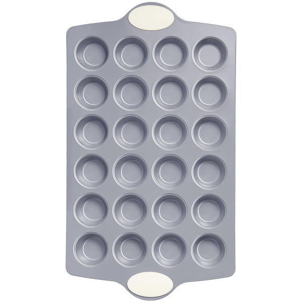 HONGBAKE Ceramic Mini Muffin Pan, 24-Cup Nonstick Aluminized Steel Cupcake Pans, Healthy Non-Toxic Ceramic Coating Mini Muffin Tin, 1Pack Cup Cake Pans for Baking Cream