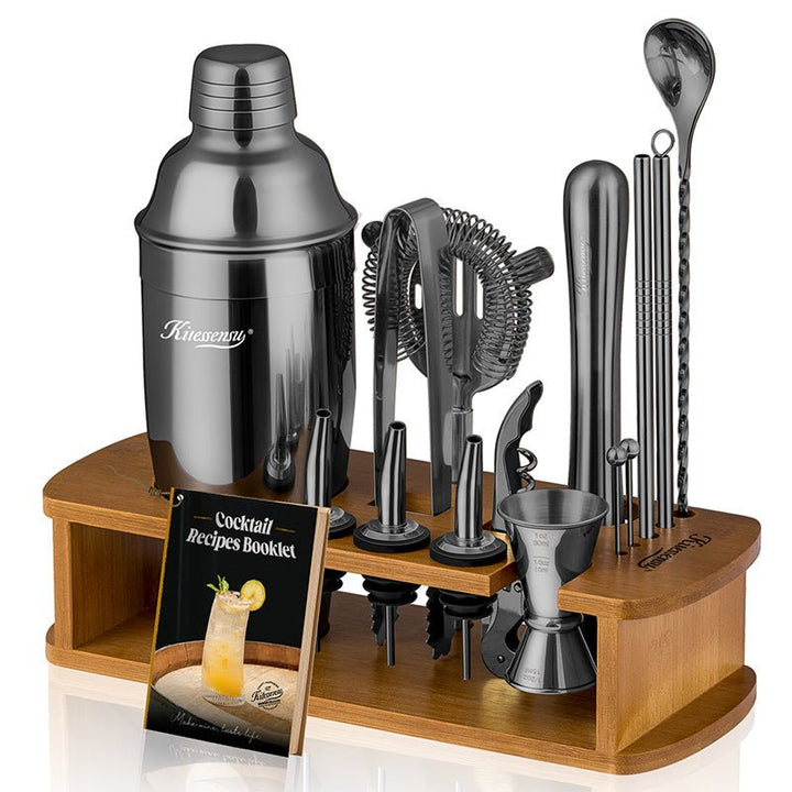  X-cosrack Bartender Kit: 19-Piece Black Cocktail Shaker Set  with Rotating Stand,Stainless Steel Bar Tools Set for a Fantastic Mixing  Experience, Ideal as Gift or for Home : Home & Kitchen